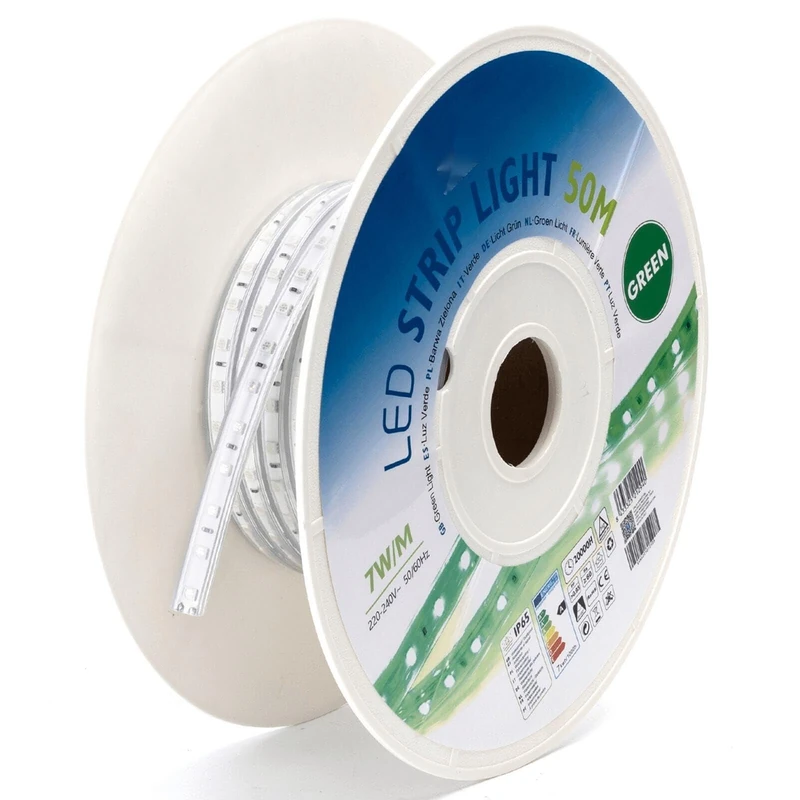 Blendend 50m 10mm Green LED Strip with Integrated Circuit, Ideal for Decoration, Lighting and Creative Projects.