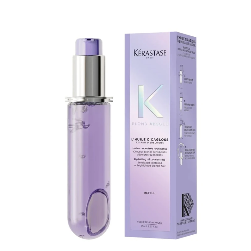 Kérastase Blond Absolu, Intense Blonde Strengthening Hair Oil, For Sensitised Lightened or Highlighted Hair, With Hyaluronic Acid & Edelweiss Flower, Huile Cicaextreme, 75ml Refill