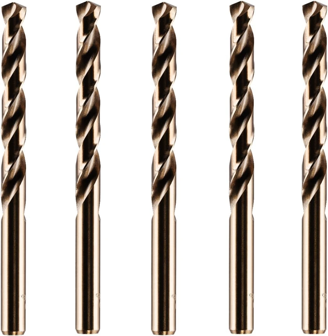 Box Of 5 x 8.7mm HSS Gold Cobalt Jobber Drill Bit For Drilling Stainless Steel And Hard Steels/Metals. (8.7mm x 125mm (11/32") Cobalt Jobber Drills)