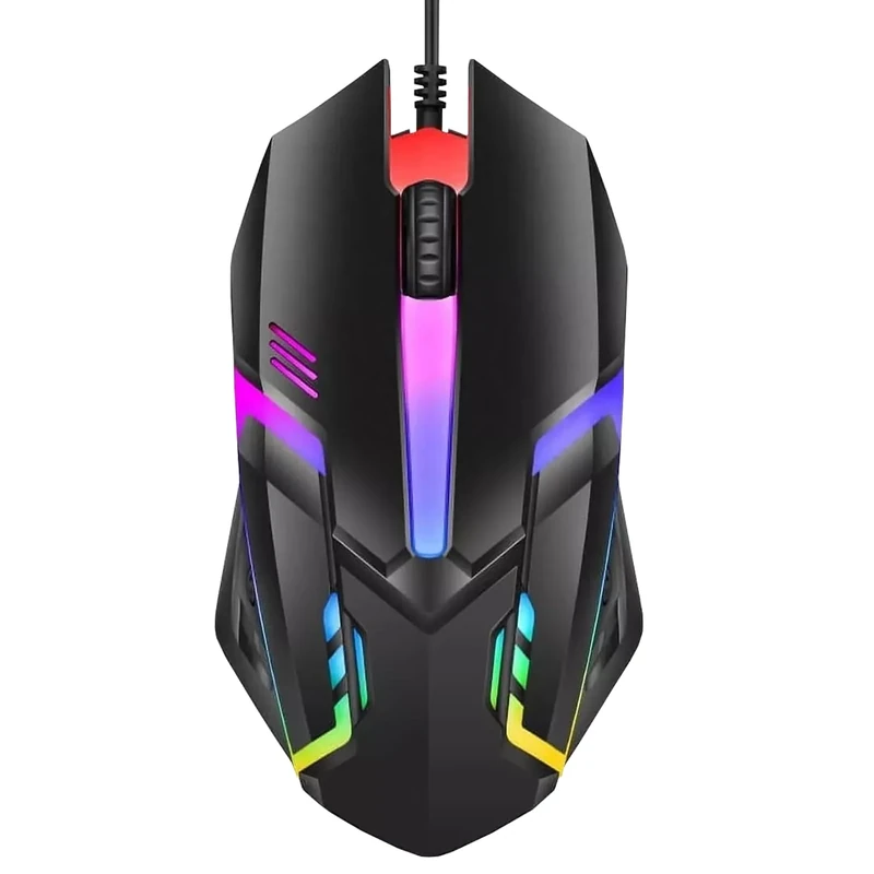 RGB Wired Computer Mouse, USB Wired Optical Mouse for Home and Office, 1000 DPI Accuracy, Optical Tracking, Easy Buttons, Ambidextrous Design, and Scroll Wheel, Compatible with Laptops, and Windows