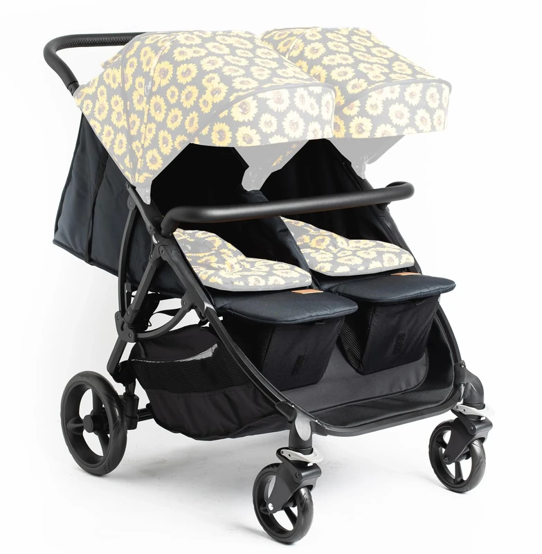 Roma Gemini 2 Double Stroller Base | Add Hood Pack for Compact Narrow 69 cm Wide Twin Pram | Suitable from Newborn to 22 kg Per Seat | Individual Seat Units Recline for Baby | Chassis and Wheels Only,