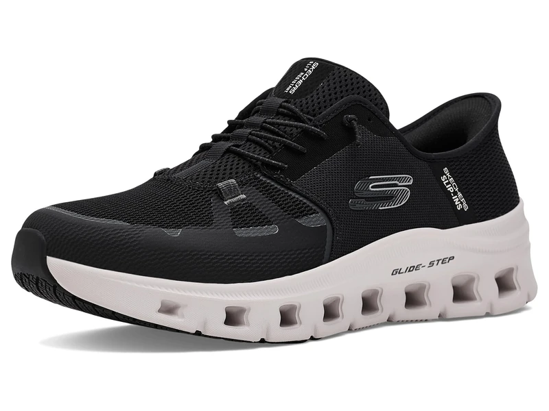 Skechers Men's Resistant Glide-Step Pro Slip-ins Work Sneakers, Black/Grey, 7.5 UK
