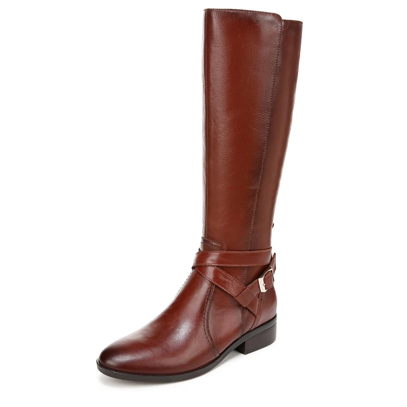 Naturalizer Womens Rena2 Flat Knee High Boots, Wide Fit, Saddle Brown Leather, UK 9