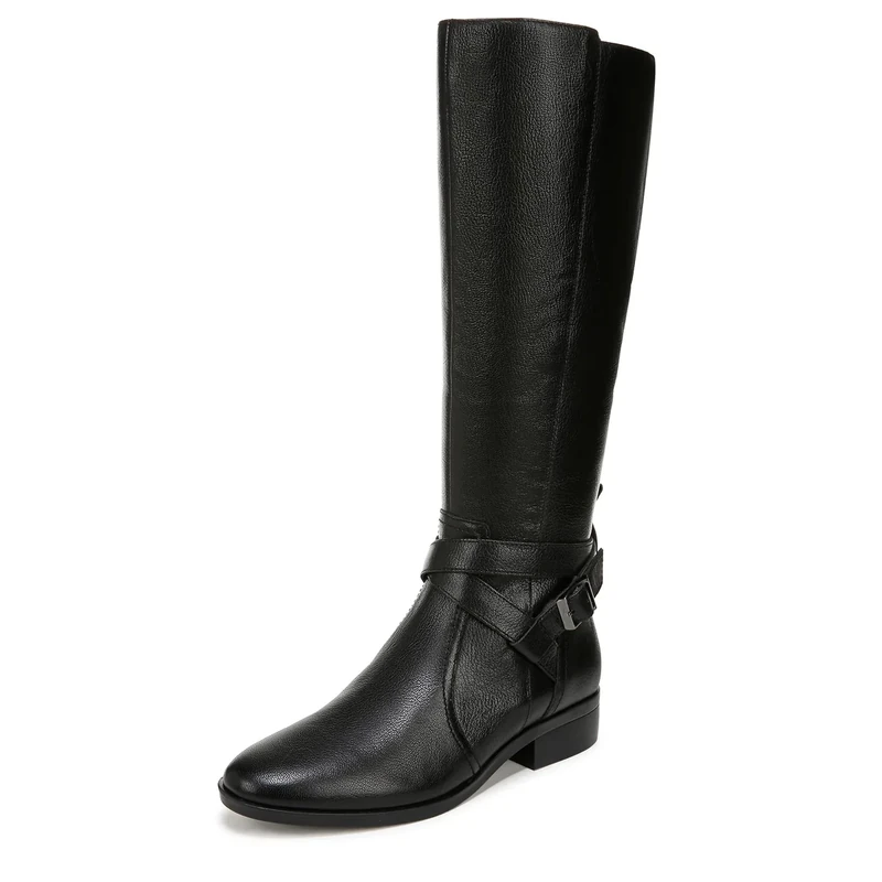 Naturalizer Womens Rena2 Flat Knee High Boots, Wide Fit, Black Leather, UK 9