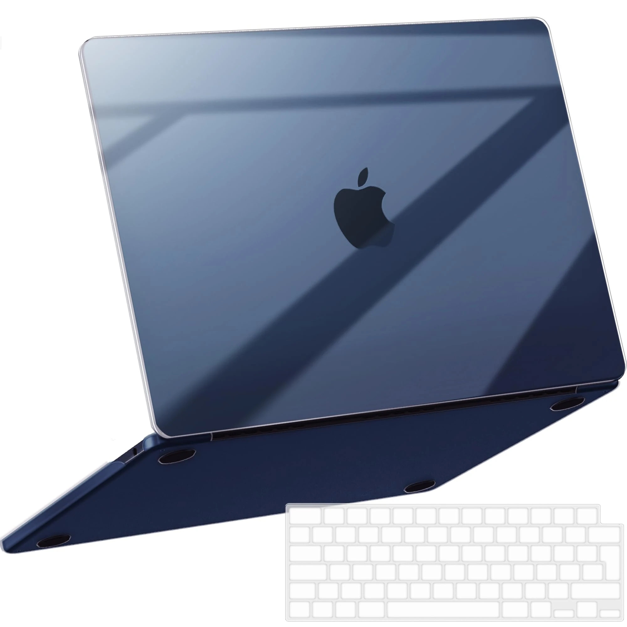 NPUOLS Compatible with MacBook Air 13 inch Case M4 M3 M2 2025 2024 2022 A3240 A3113 A2681, Anti-Yellowing Protective Hard Shell Coverand Ultra Thin TPU EU Keyboard Cover - Crystal Midnight