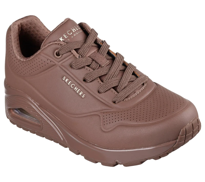 Skechers Women's Uno Stand On Air Trainers, Brown Duraleather/Mesh, 3.5 UK