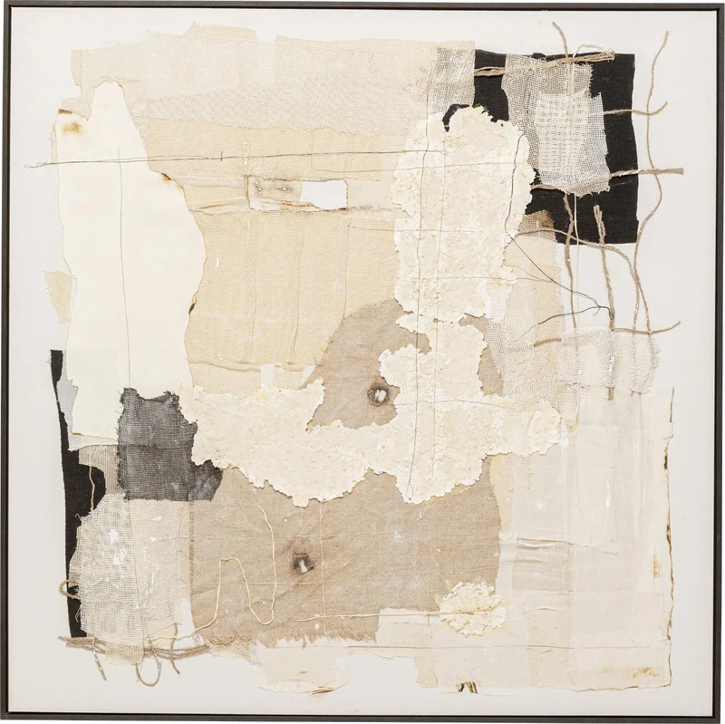Kare Design Framed Picture Arty Collage, Beige, Square, Abstract Wall Art, Modern Design, Decorative Home Accessories for Living Room, Bedroom, 120x120cm (HxW)
