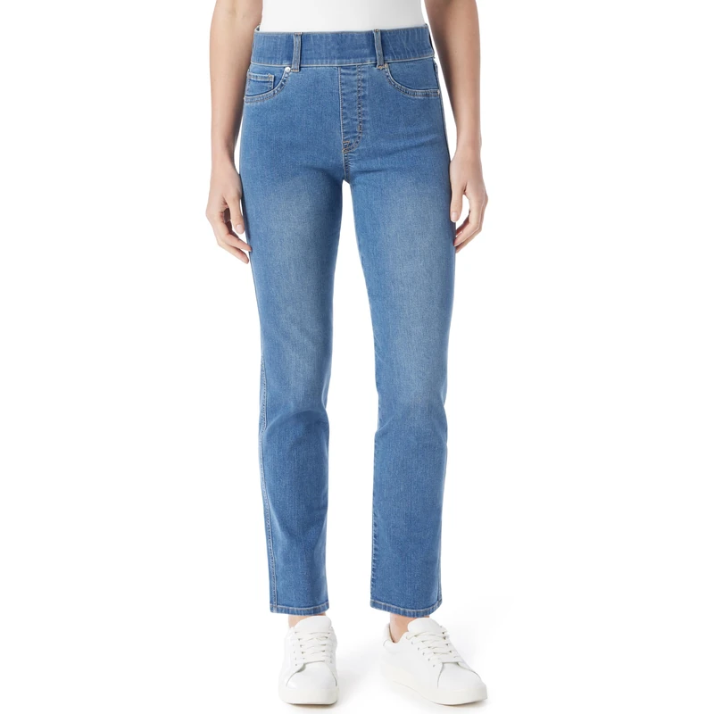 Gloria Vanderbilt Women's Shape Effect Pull on High Rise Straight Leg Jean Standard, Grand Rapids, 12 - Image 1