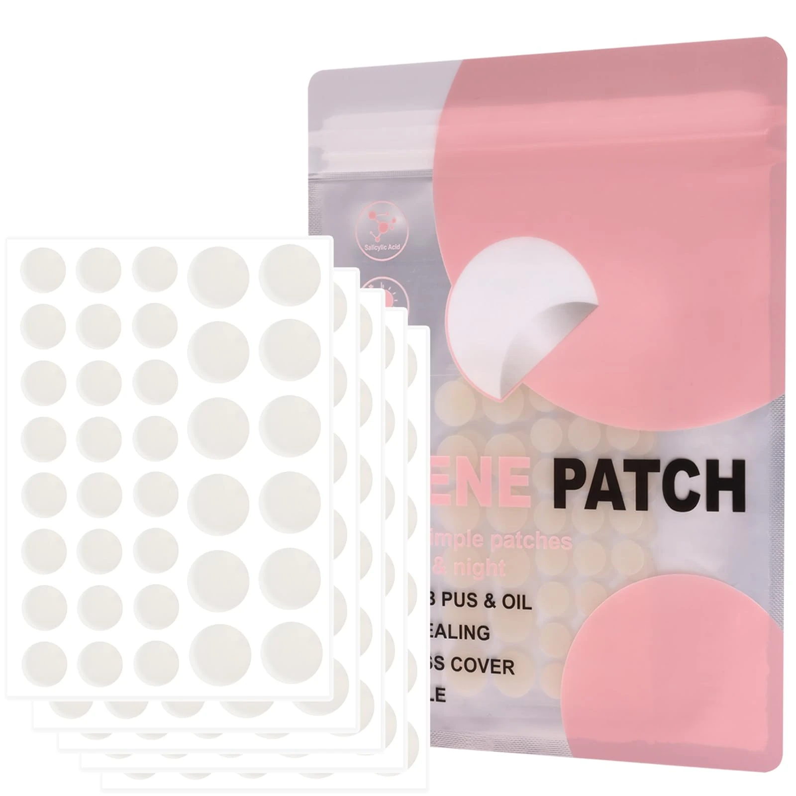 SUMLIVING Acne Patches,180 Pieces Spot Patches for Face,Invisible Patches Stickers,Pimple Stickers(12mm&9mm).