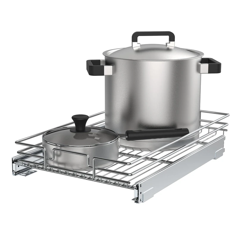 Pull Out Cabinet Organizer, 14 * 21 IN Heavy Duty Wire Metal Chrome Slide Out Drawers For Kitchen Cabinets, Doesn't Include Door Fittings