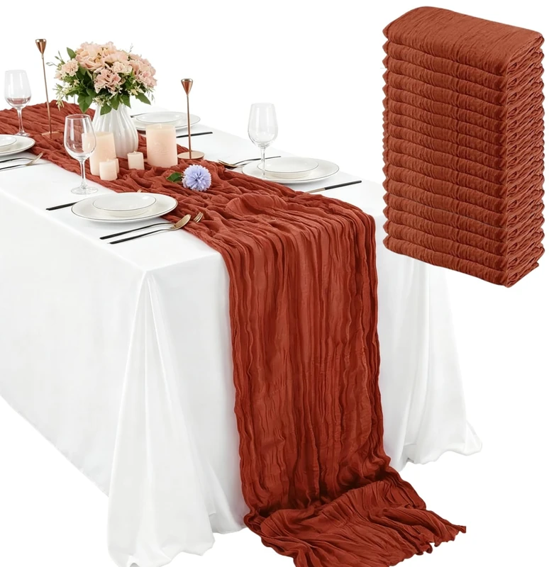 16 Pack Cheesecloth Table Runner, 35x120 Inch Boho Gauze Table Runner, Cheese Cloth Long Table Runner Elegant Table Runner for Party Wedding Bridal Shower Table Decor
