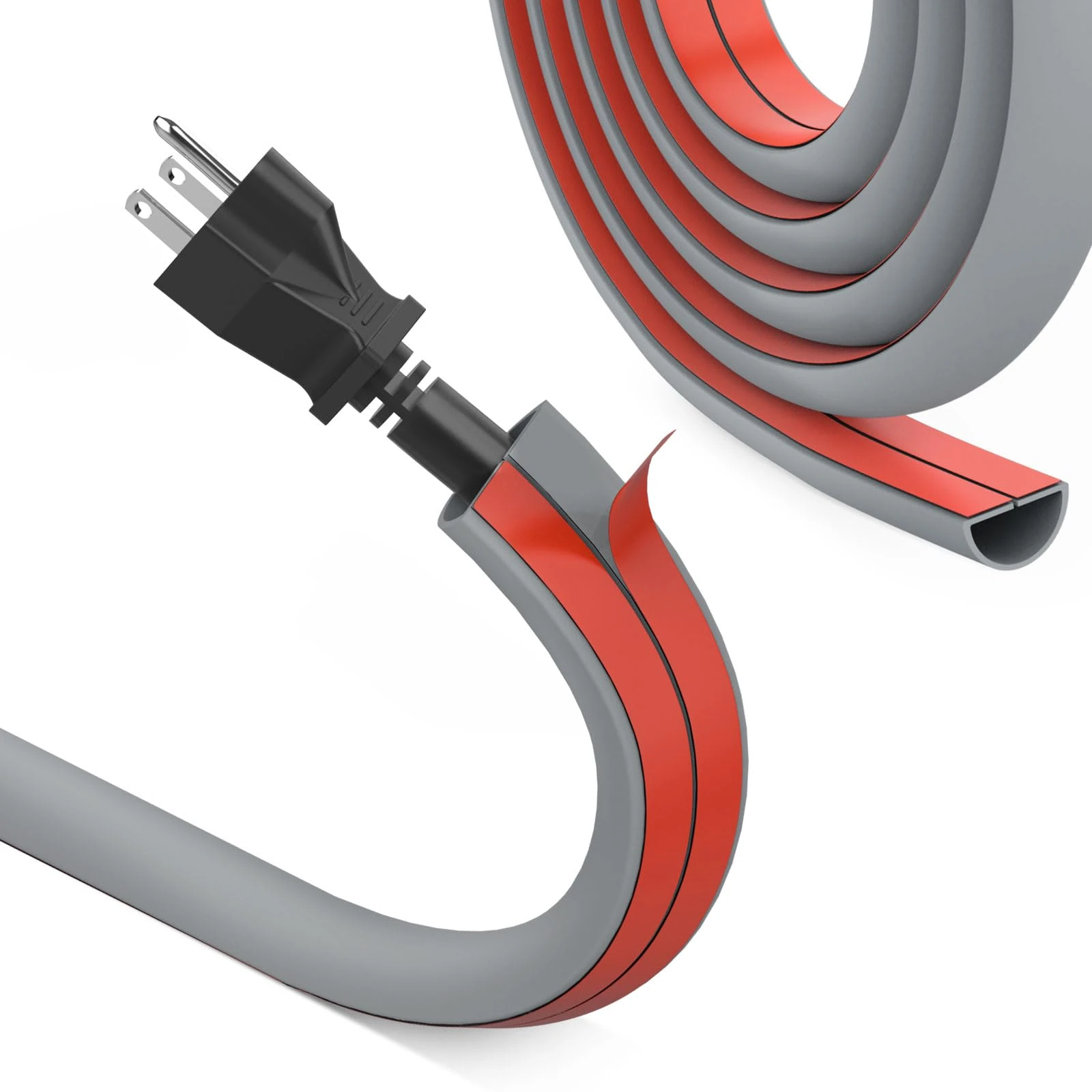 REFLYING Mini Cable Trunking, Half Round Cable Cover, Single Cable Tidy, Self Adhesive Tape Cable Duct to Hide 1 Wire, Flexible Cord Cover for Wires on Wall Floor, Grey, 15mm×10mm - 10 Meters