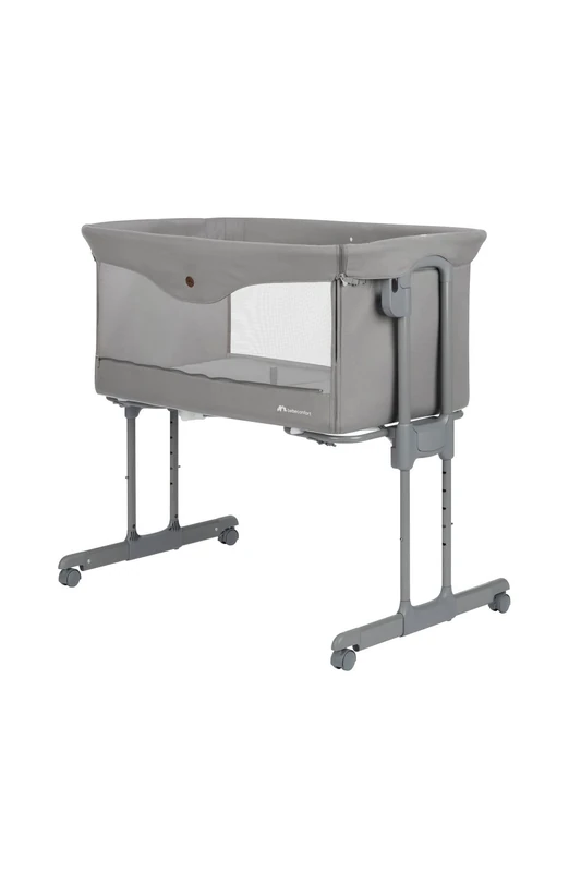 Bebeconfort Amara, Co-Sleeping Cot, 0-6 Months, 0-9 kg, Co-Sleeping Cot, 2-in-1 Co-Sleeping Cot and Crib, Compact Folding in 3 Seconds, Easy to Carry, Practical Travel Bag, Tinted Graphite