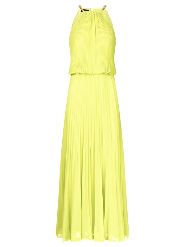 APART Fashion Women's Apart Plisseekleid im Neckholder Stil Dress, Vanilla, 12