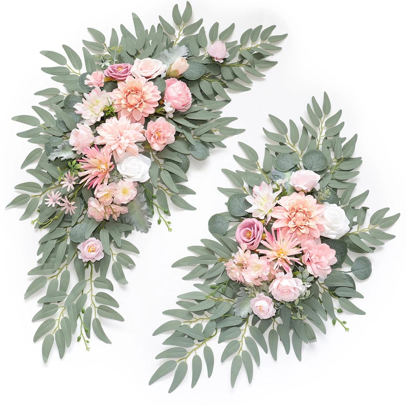 WEIERYUE Artificial Wedding Arch Flowers Kit(Pack of 2) for Wedding Arch, Bridal Shower, Ceremony and Reception Backdrop Decoration (Romantic Pink)