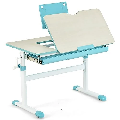 FANTASK Student Desk Height Adjustable, Children's Desk with Tilting Table Top, Book Stand, Drawer & Measuring Ruler, Ergonomic Youth Desk - Image 1