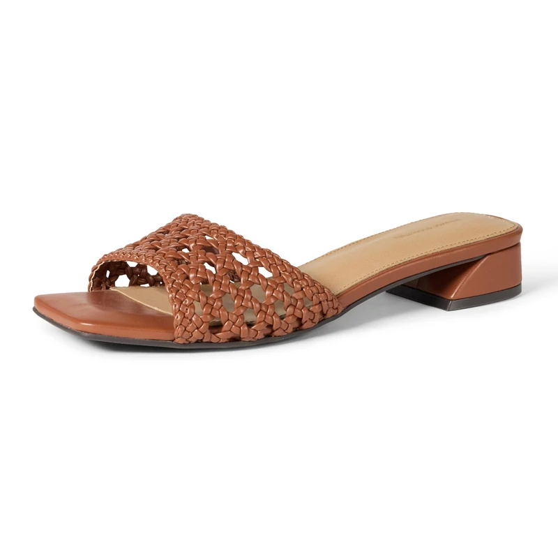 Amazon Essentials Women's Mini Heel Mule Sandals, Tan Cane Weave, 7 UK