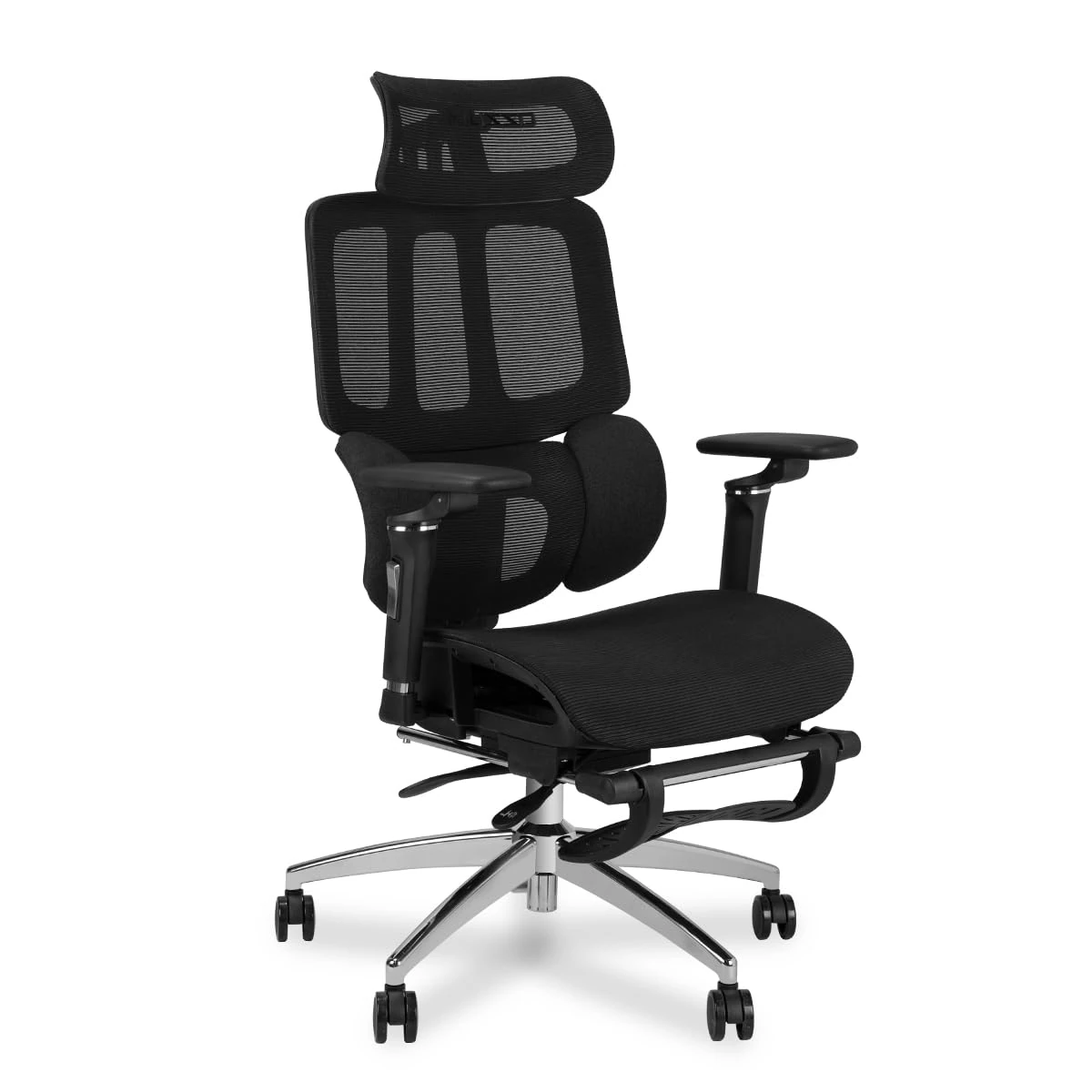 MUSSO H80 Pro Ergonomic Office Chair, Mesh Desk Chair with 3-Zone Dynamic Lumbar Support 4D Armrest 5-Level Adjustable Backrest, Adjustable Headrest & Retractable Footrest for Home/Office