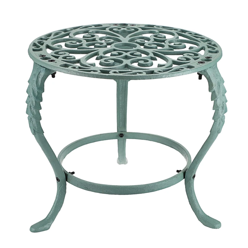 OwnMy Heavy Duty Cast Iron Plant Stand Vintage Wrought Iron Flower Pot Holder, Indoor Outdoor Large Plant Stand for Home Garden Patio, Decorative Round Potted Plant Holder Rack, Green