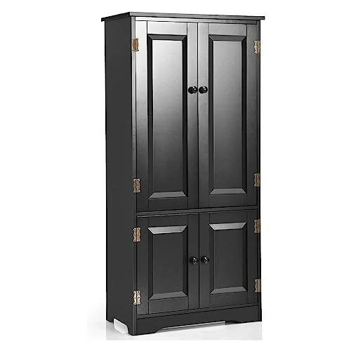 FANTASK Vintage Storage Cabinet, Hallway Cabinet with Adjustable Shelf, Bathroom Cabinet, Laundry Cabinet, Wood, Country House Style