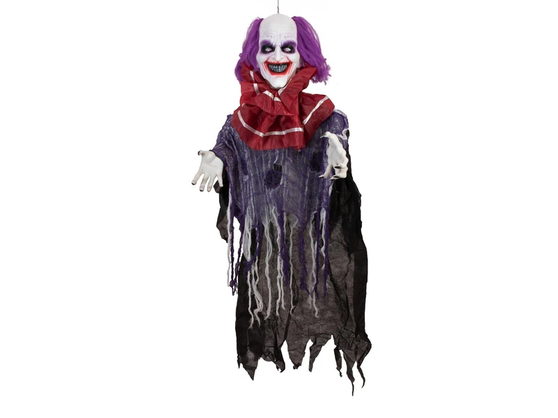 Europalms Halloween Figure Clown Robby, animated, 120cm | Animated figure with light, sound and motion effects - Image 1