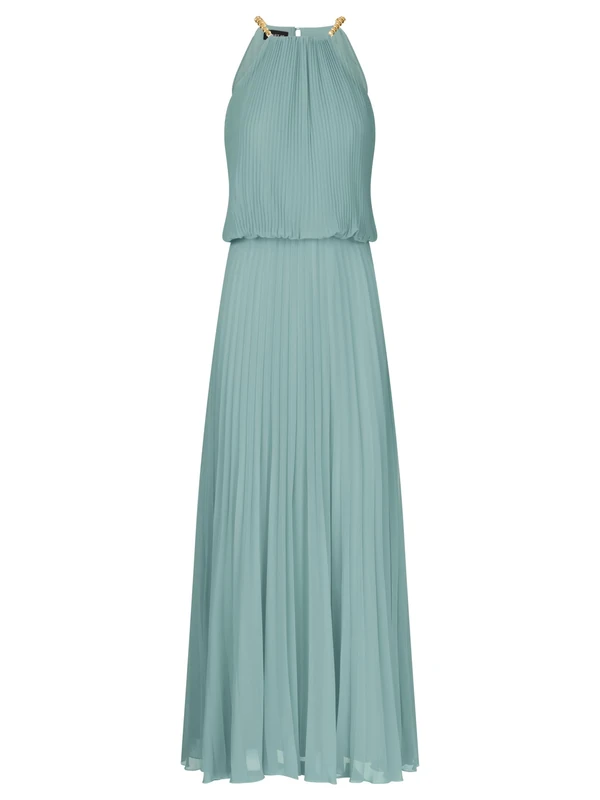 APART Fashion Women's Apart Plisseekleid im Neckholder Stil Dress, Jade, 16