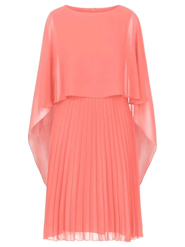 APART Fashion Women's Cocktailkleid mit Chiffoncape Cocktail Dress, Coral, 10