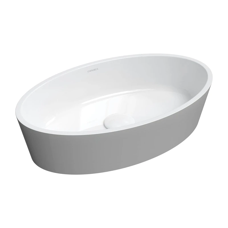 Omnires BARI500UNBSP White/Grey gloss-BARI500UNBSP Bathroom Sink Made of Composite Bari M gloss-BARI500UNBCP