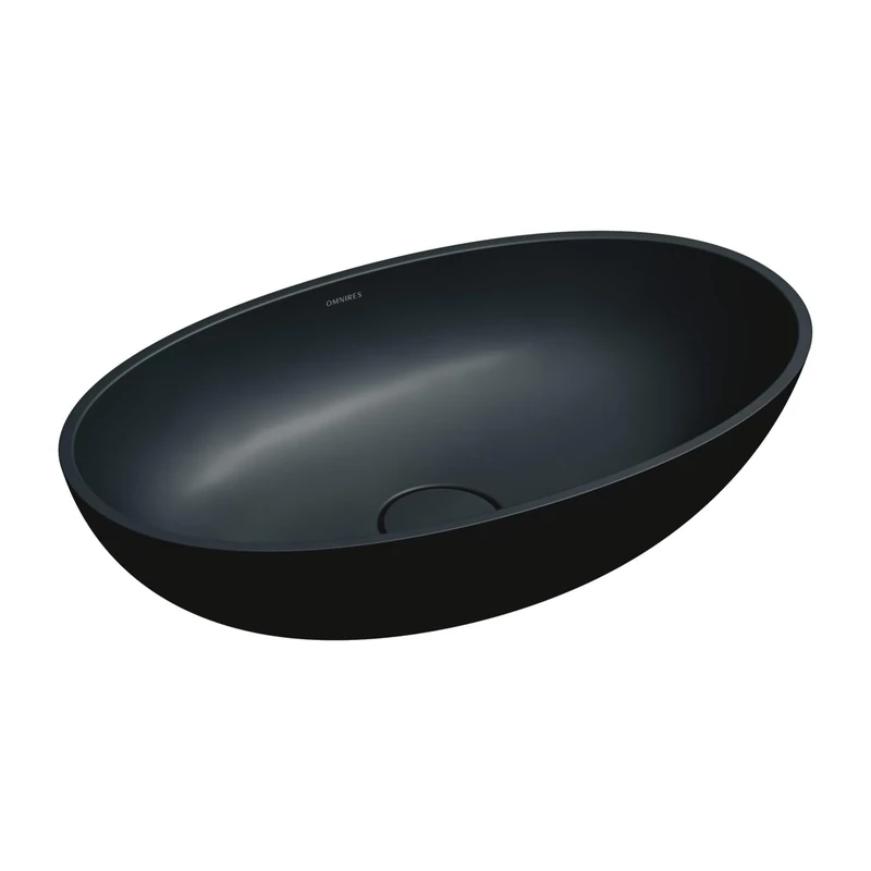 Omnires Shell M+ -Black Lava Bathroom Sink Made of Composite Sell M SHELLUNBLV