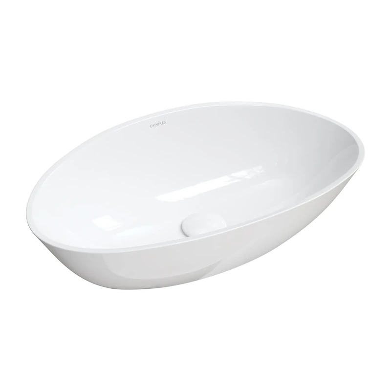Omnires White Bathroom Sink Made of Composite Barcelona M Gloss-BARCELONABP