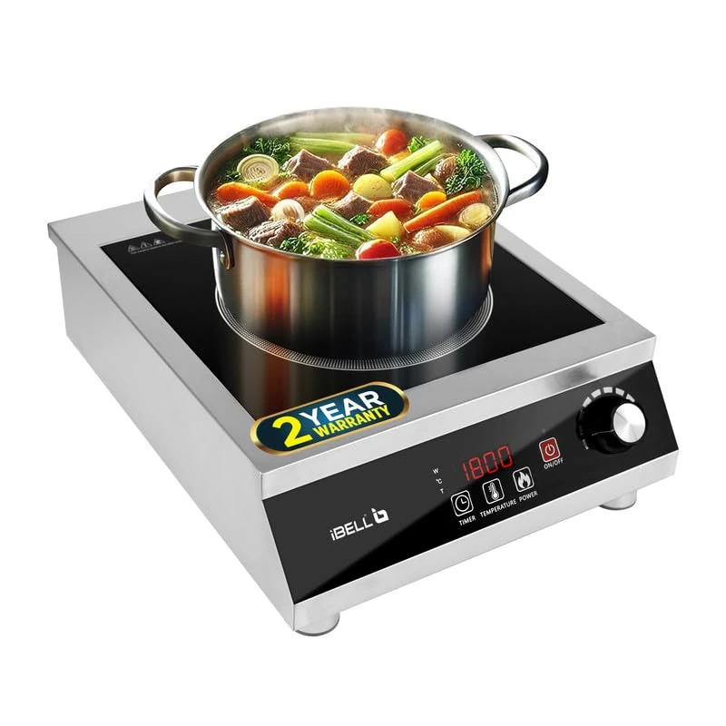iBELL RAPID PLUS Induction Cooktop Heavy Duty for Commercial & Home Use, 3500W, Timer Function with Strong Metal Body, Toughened Glass Top and Auto - Off Protection (Silver)