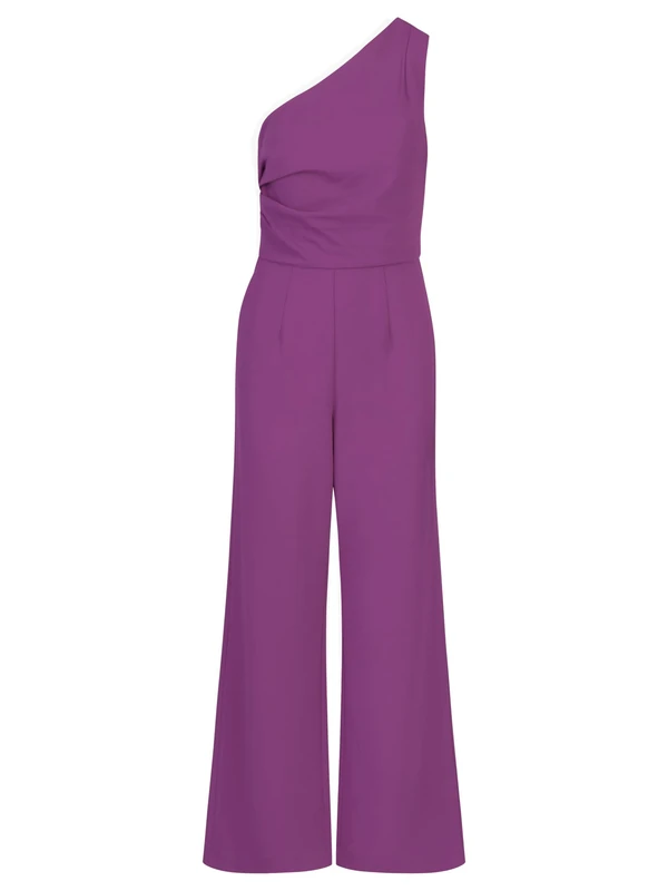APART Fashion Women's Overall One-Shoulder Jumpsuit, Purple, 42