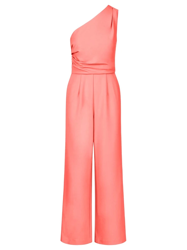 APART Fashion Women's Overall One-Shoulder Jumpsuit, Coral, 38