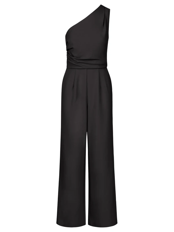 APART Fashion Women's Overall One-Shoulder Jumpsuit, Black, 34 (EU)