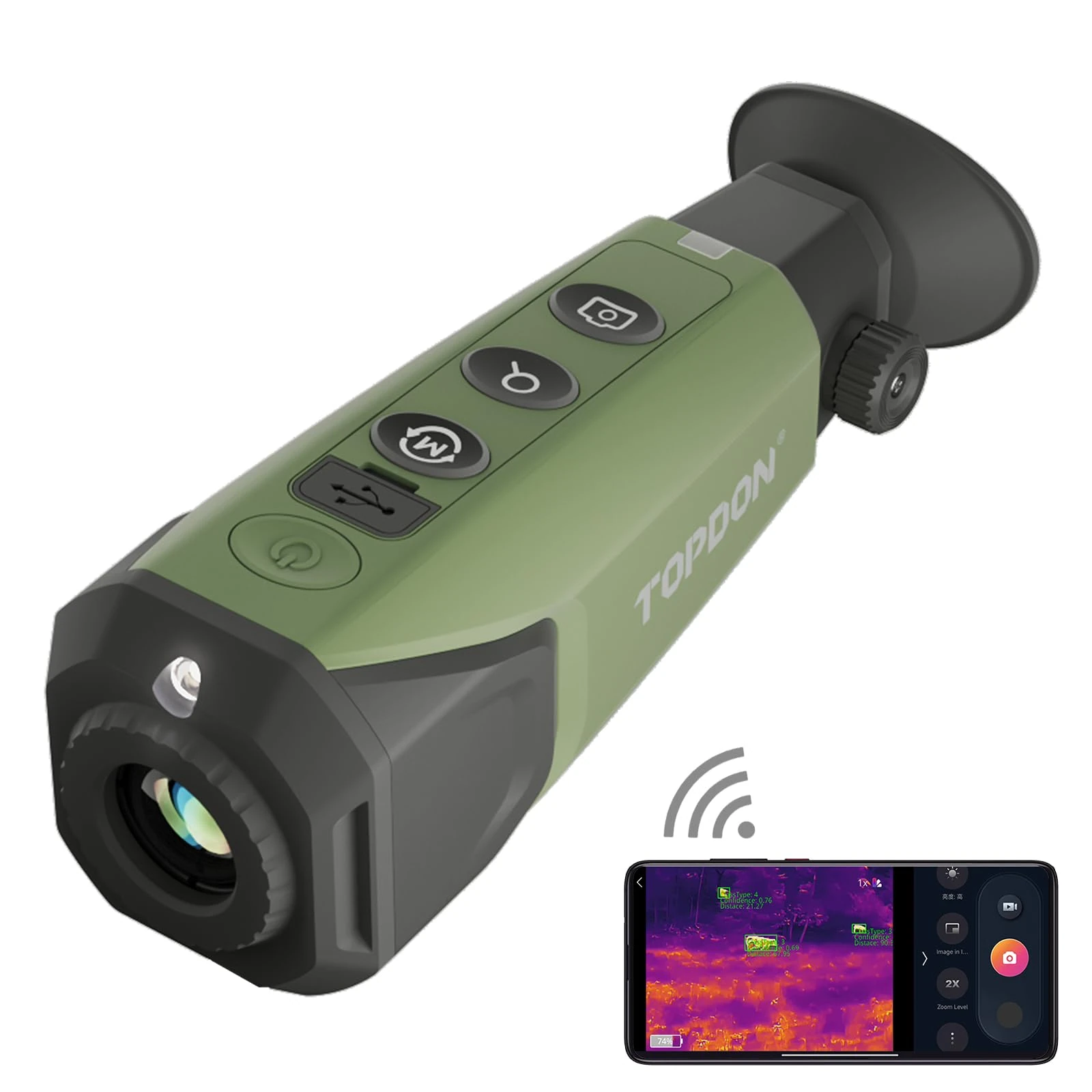 TOPDON TS004 Thermal Monocular, 13mm 320x240 (50 Hz) Night Vision, 11-Hour Battery Life Vision, IP67 Waterproof Thermal Imaging Monocular for Hunting, Supported Wireless Connection