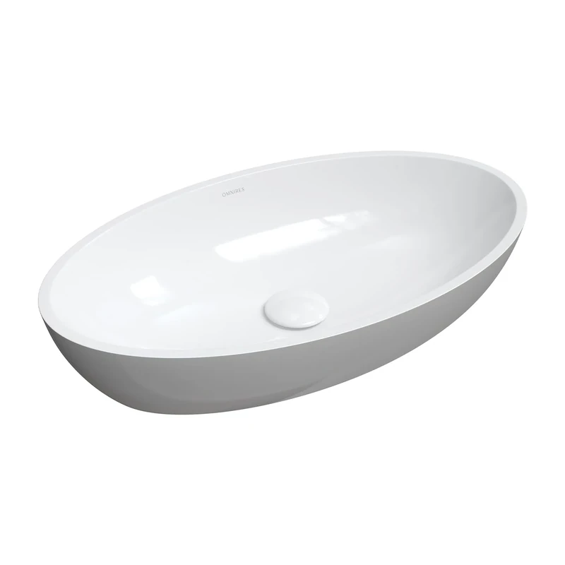 Omnires White/Grey Bathroom Sink Made of Composite Siena M Gloss-SIENALUNBSP