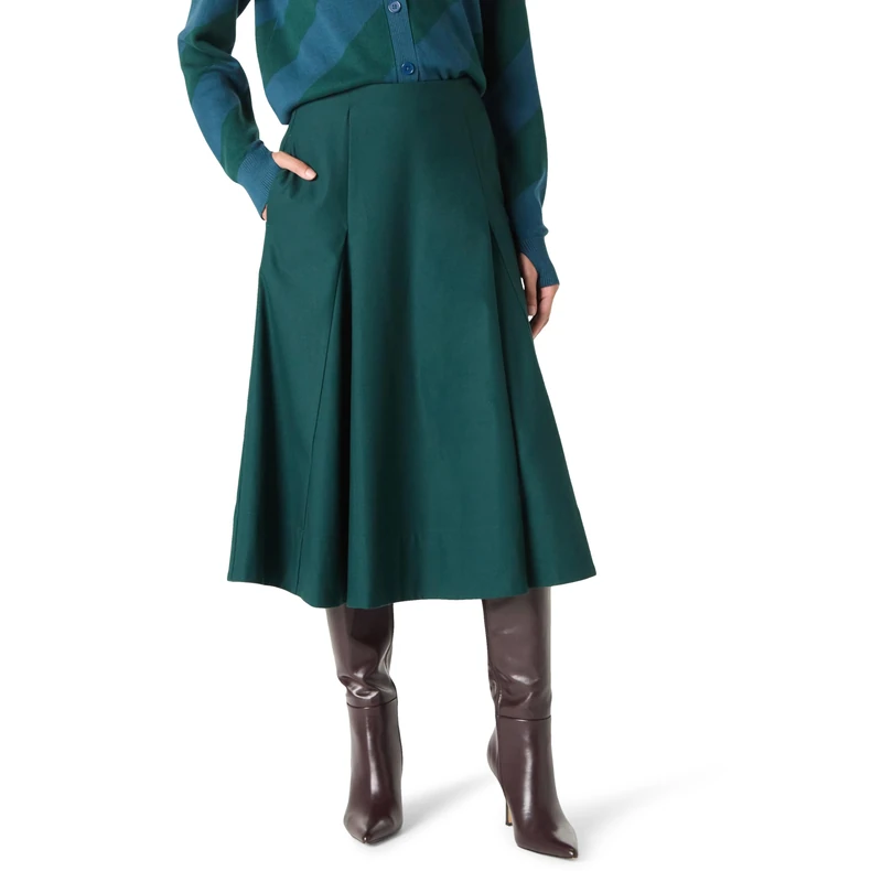 The Drop Full Flounce Midi Skirt by @Takkunda, Rain Forest, 5XL Plus
