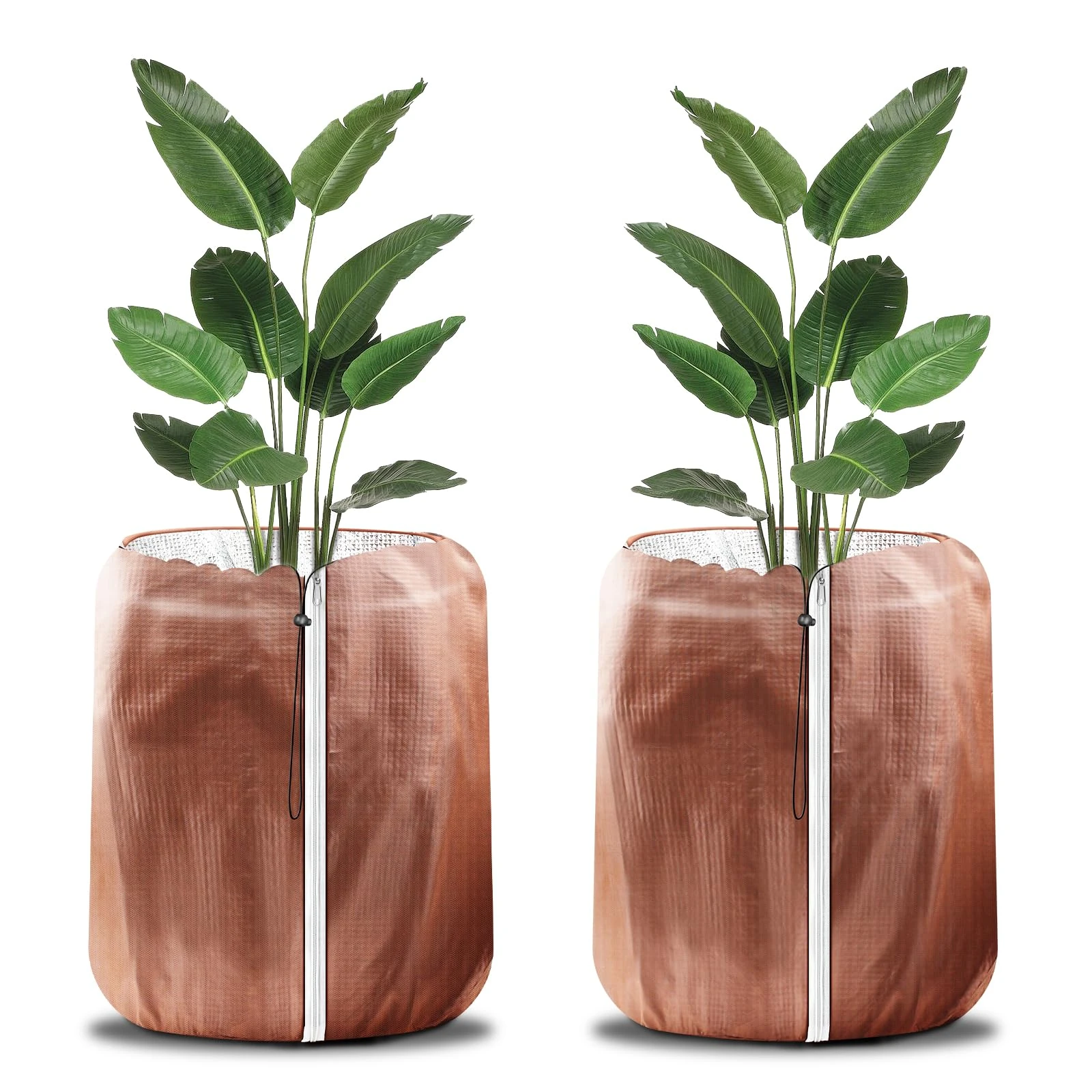 Gemsaya 2PCS Wither Plant Protection Pot, 70x65cm Flower Pot Frost Protection Cover, Anti-Frost Thermal Pot Plant Cover with Drawstring & Zipper, Large Protection Bag for Outdoor Trees Potted Plants