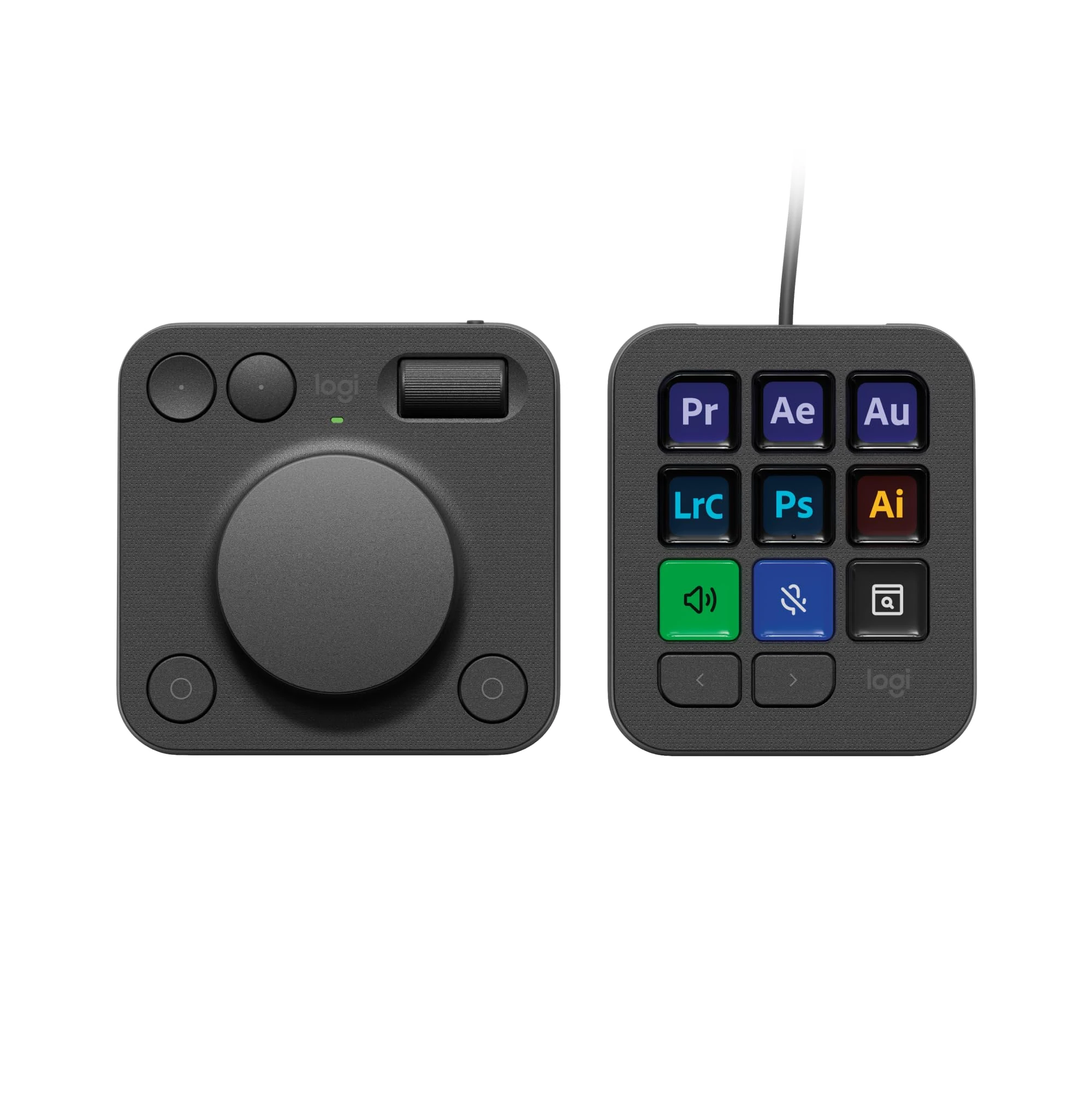 Logitech MX Creative Console, Programmable Keypad With 9 Customisable LCD Keys and Control Dial for Graphic Design, Video Editing, Photography, use with Adobe, Zoom, Spotify and more - Graphite