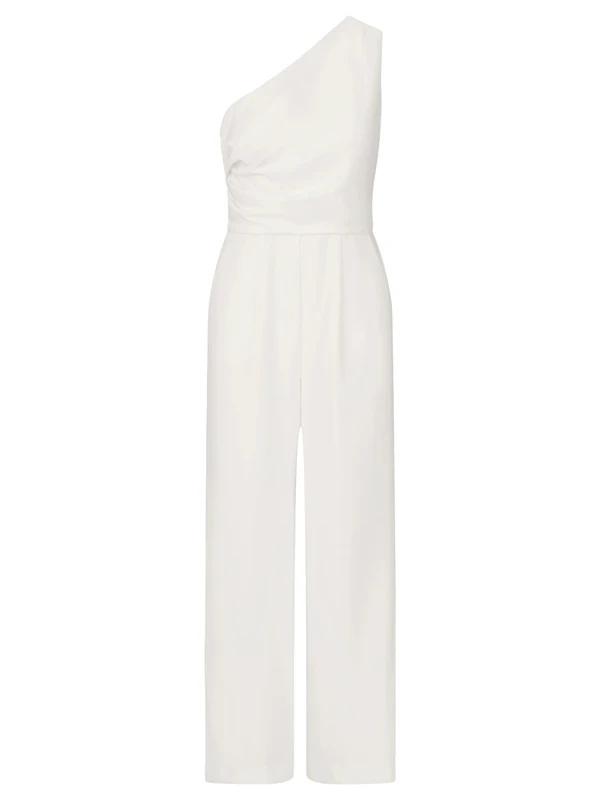 APART One-Shoulder Overalls, Lightly Textured Product, Cream, 36