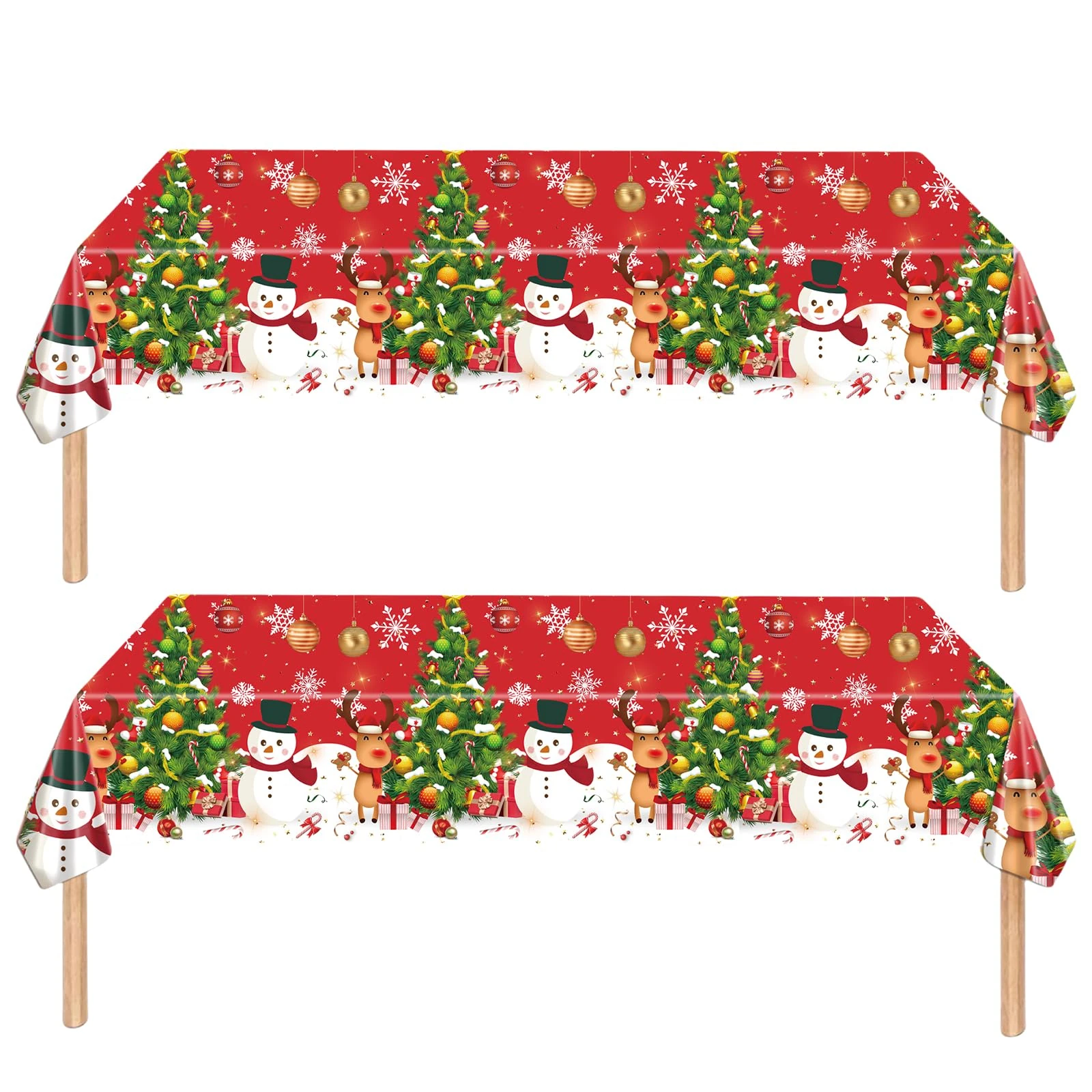 ZSYIULIA 2Pcs 137 * 274cm Christmas Disposable Tablecloth Decorations for Christmas,Disposable Party Table Cloth Party Table Covers Dining Tablecover for Indoor or Outdoor Birthday,Xmas Picnic Party