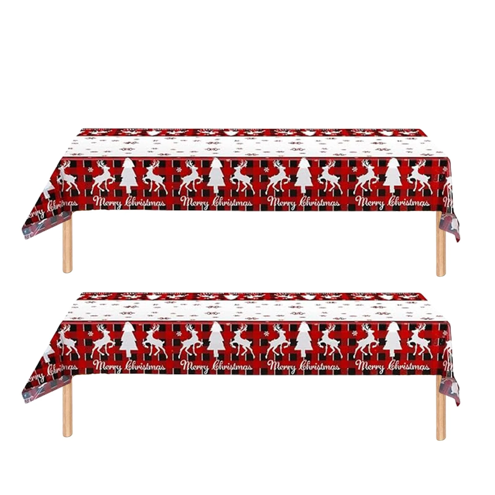 2Pcs 137*274cm Christmas Disposable Tablecloth Decorations for Christmas,Christmas buffalo plaid table covers Party Table Covers Dining Tablecover for Indoor or Outdoor Birthday,Xmas Picnic Party