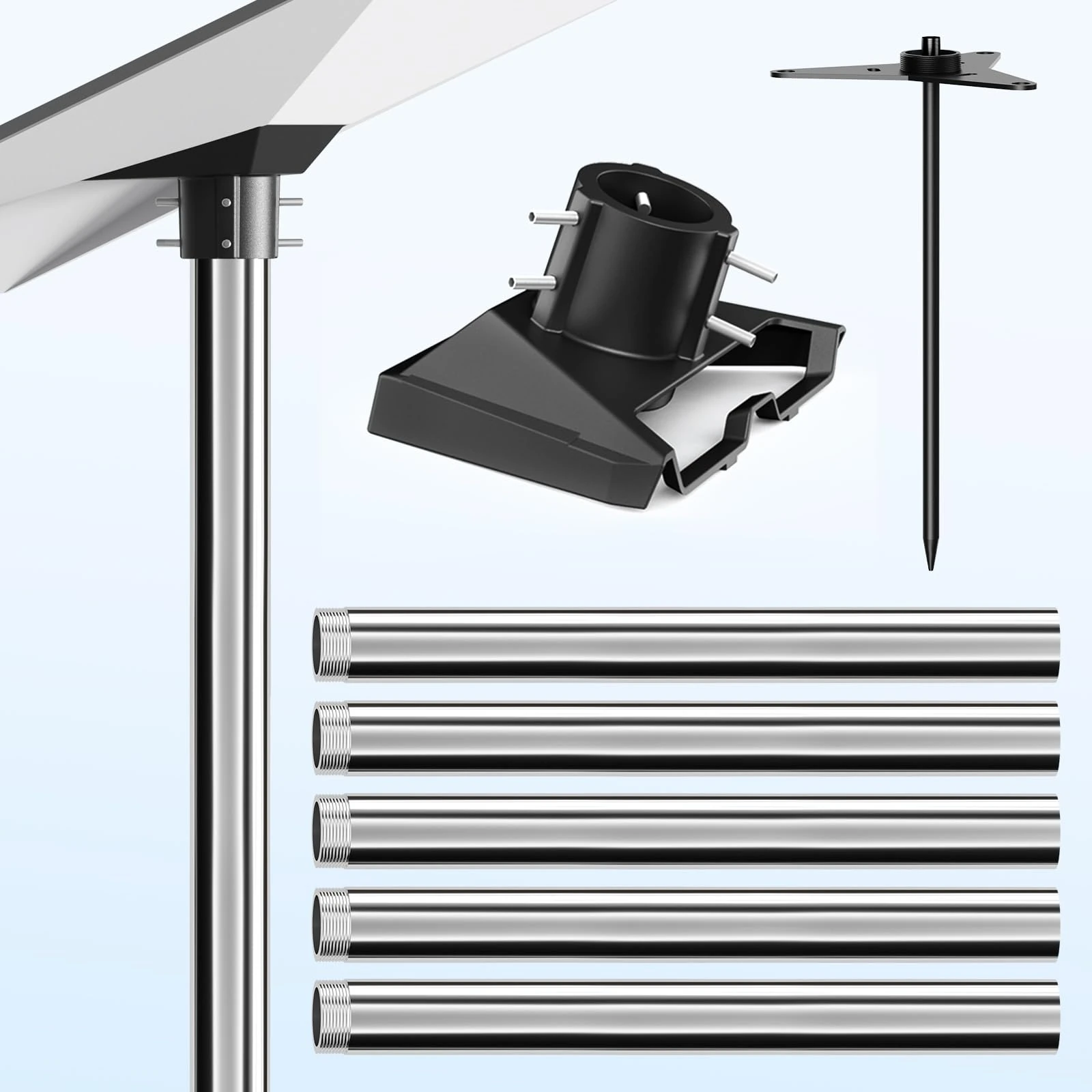 Starlink Pole Mount Gen 3, Starlink Mounting Kit Features a Durable 1.5'' Diameter Pole, 1.5mm Thicker Wall Thickness Starlink Gen 3 Mount，6.6ft Starlink Ground Pole Mount with No-Dig Ground Anchor