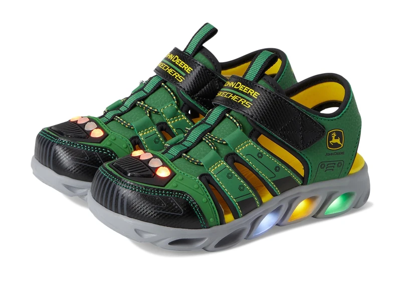 Skechers Boy's John Deere Hypno Splash Sneakers, Green & Black Synthetic/Yellow Trim, 1.5 UK Child