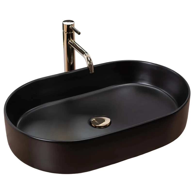 Rea REA-U1062 Black Bathroom Sink Made of Ceramic Nadia 60 Matt matt-REA-U1062