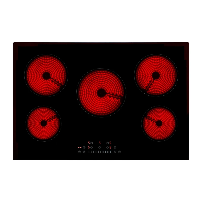 Willow WCH77T 77cm Ceramic Hob, Electric Hob Cooktop with Five Cooking Zones, Slider Touch Controls, Radiant Cooking, Black