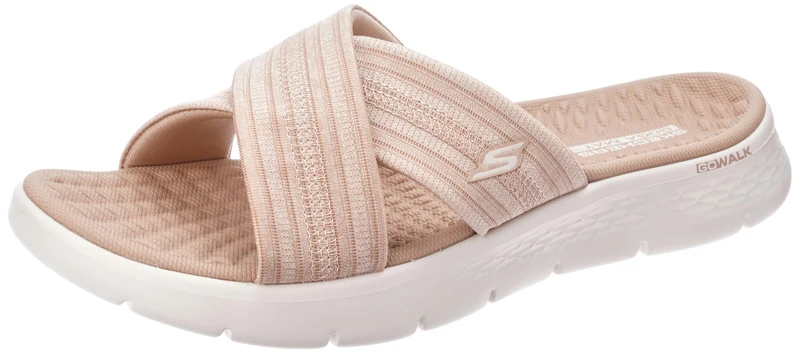 Skechers Women's Go Walk Flex Sandal Impressed Sandals/Thong Sandals, Taupe Textile, 3 UK