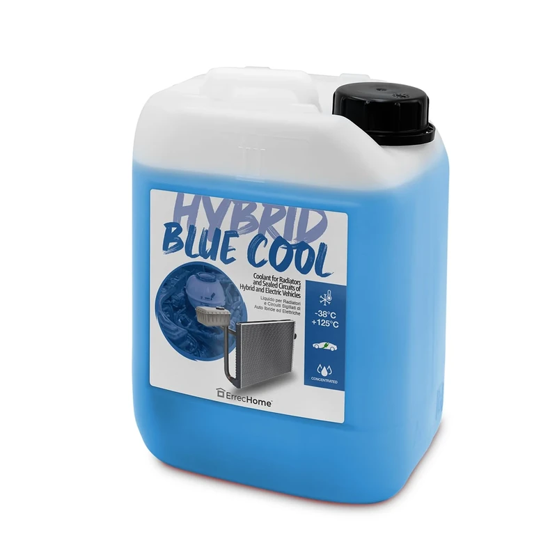 ERRECHOME Hybrid Blue Cool, Coolant and Antifreeze for Hybrid and Electric Cars Concentrate, Formulation with OAT inhibitor package with phosphates, 5 Litre