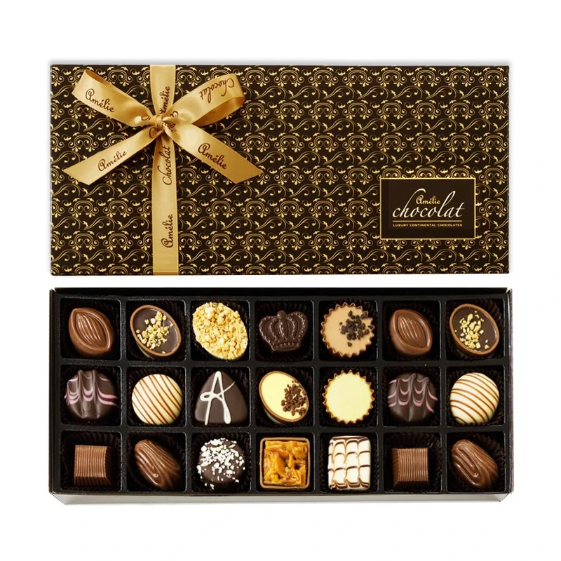 Amelie Chocolat Luxury Collection | Luxury Handmade Chocolates | Adult Chocolate Gifts | 21 Assorted Chocolates | Belgian Chocolate Gifts | Pralines | Ganache