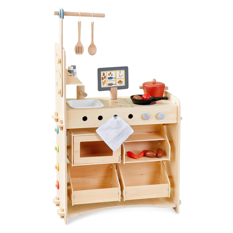 HABA Creative Play 3-in-1 Play Kitchen, Shop & Workshop for Children from 3 Years - Tool-free Assembly & Easy to Change - 2011830001